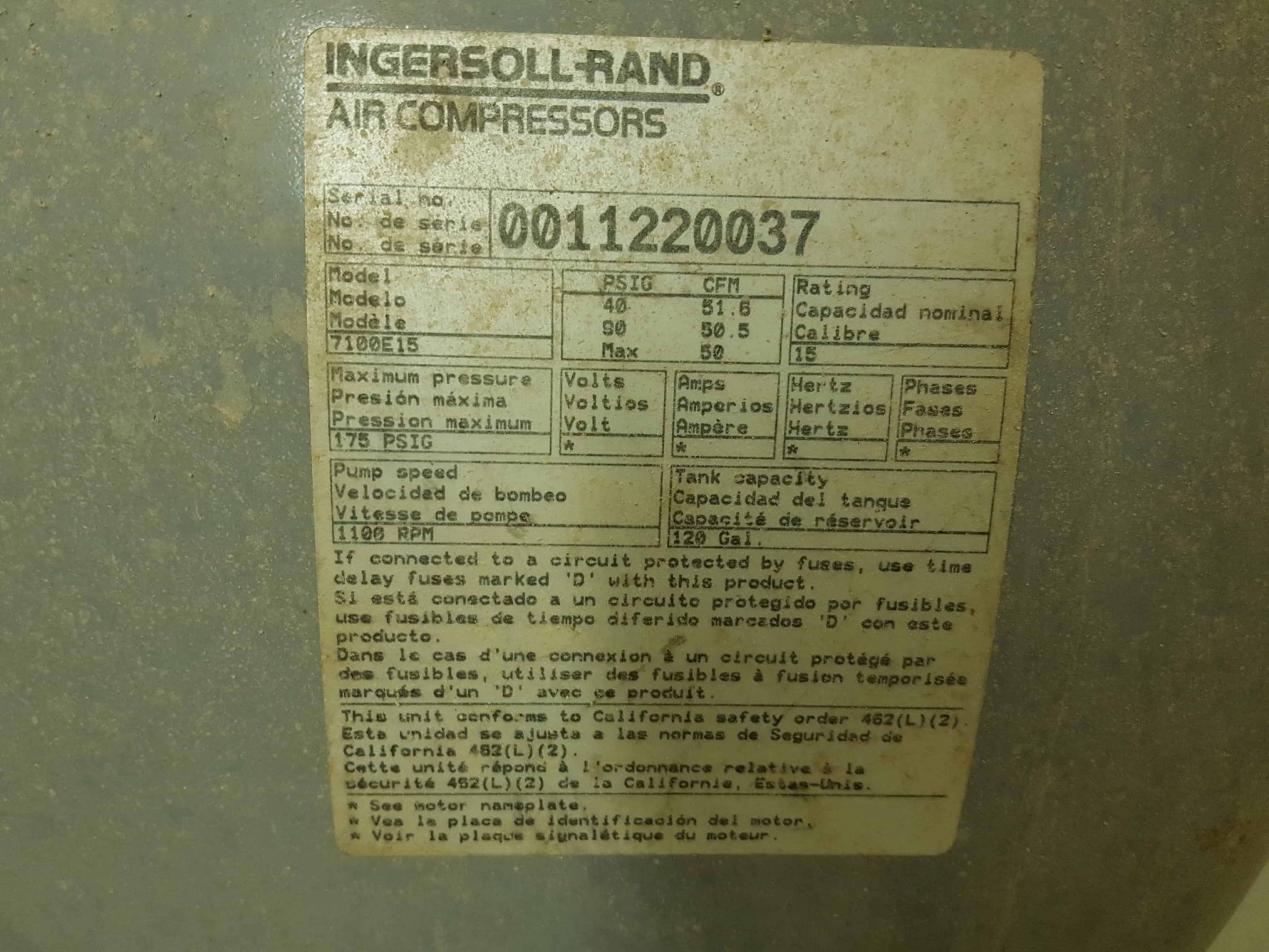 Ingersoll Rand 7100E15VP-200 15-HP 120-Gallon Two-Stage Air